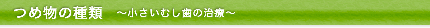 つめ物の種類～小さいむし歯の治療～